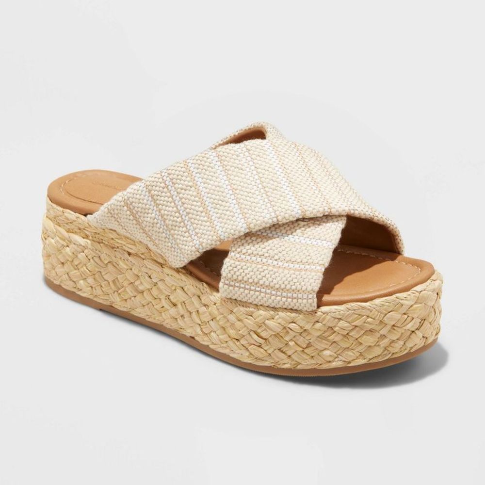 Women's Desi Wedge Sandals - Universal Thread Light Beige 7.5